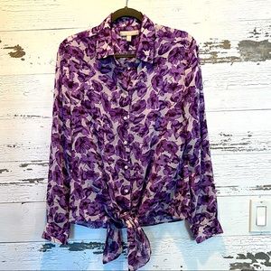 Banana Republic Semi Sheer Tie Front Blouse